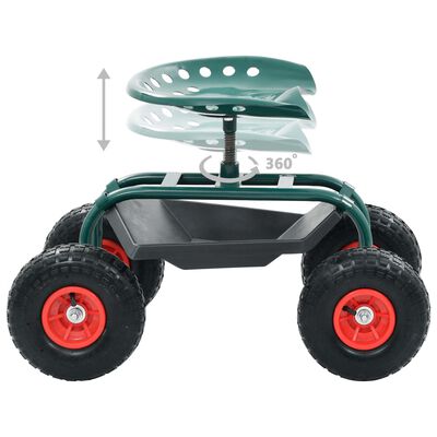 vidaXL Chariot roulant de jardin avec bac à outils Vert 78x44,5x84 cm
