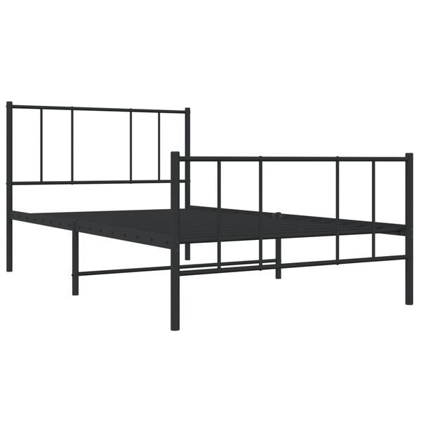 vidaXL Cadre de lit m&eacute;tal sans matelas avec pied de lit noir 90x200 cm