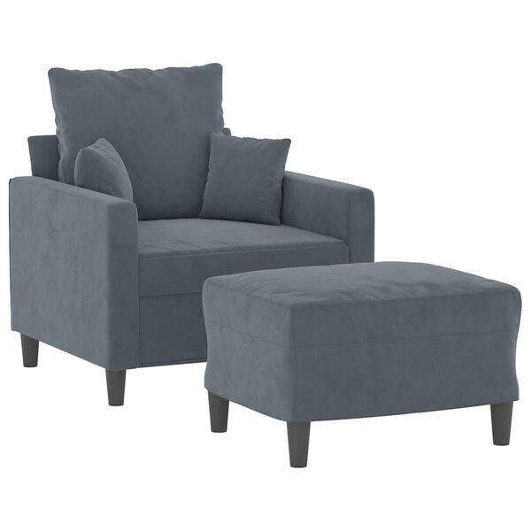 vidaXL Fauteuil avec repose-pied Gris fonc&eacute; 60 cm Velours