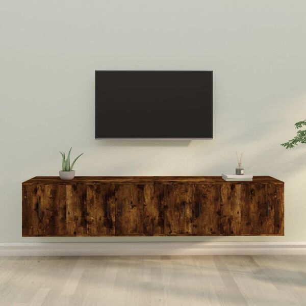 vidaXL Ensemble de meubles TV 4 pcs Ch&ecirc;ne fum&eacute; Bois d'ing&eacute;nierie