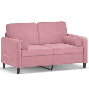 vidaXL Canap&eacute; 2 places avec oreillers d&eacute;coratifs rose 120 cm velours