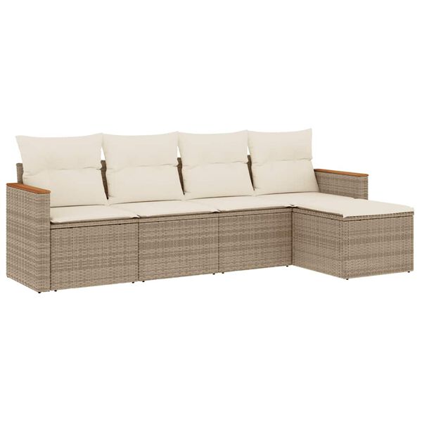vidaXL Salon de jardin avec coussins 5 pcs beige r&eacute;sine tress&eacute;e