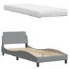 vidaXL Lit avec matelas Hanko gris clair 80x200 cm tissu