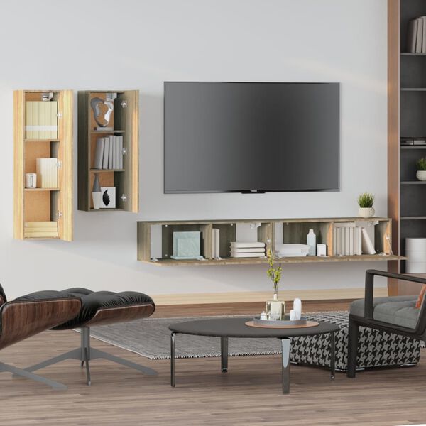 vidaXL Ensemble de meubles TV 4 pcs Ch&ecirc;ne sonoma Bois d'ing&eacute;nierie