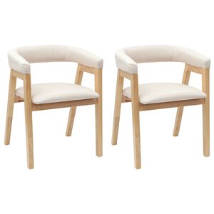 vidaXL Chaises de salle &agrave; manger 2 pc Bois de Caoutchouc Massif