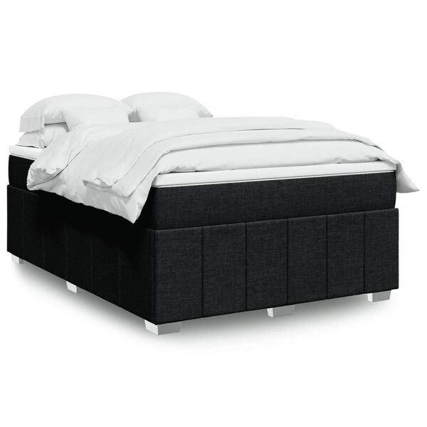 vidaXL Sommier &agrave; lattes de lit avec matelas Noir 140x200 cm Tissu