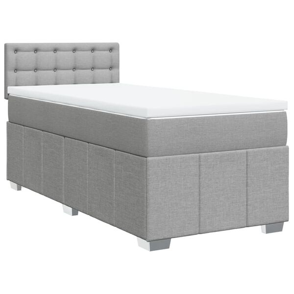 vidaXL Sommier &agrave; lattes de lit et matelas Gris clair 90x190 cm Tissu