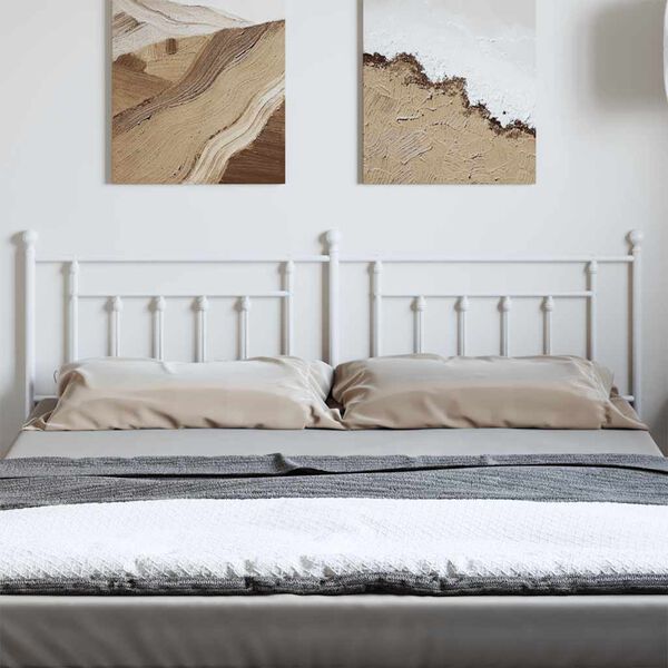 vidaXL T&ecirc;te de lit m&eacute;tal blanc 180 cm