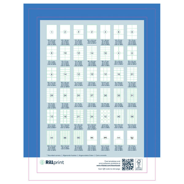 rillprint &Eacute;tiquettes autocollantes 105x148 mm 1000 feuilles Blanc