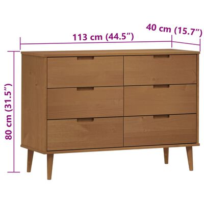 vidaXL Commode MOLDE Marron 113x40x80 cm Bois de pin massif