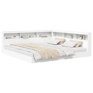 vidaXL Lit Biblioth&egrave;que Blanc 180 x 200 cm Bois d'ing&eacute;nierie