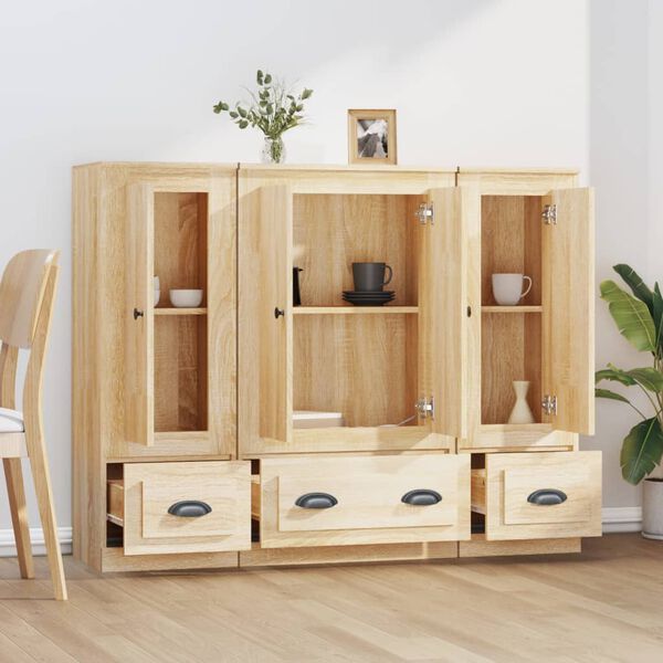 vidaXL Buffets 3 pcs ch&ecirc;ne sonoma bois d'ing&eacute;nierie