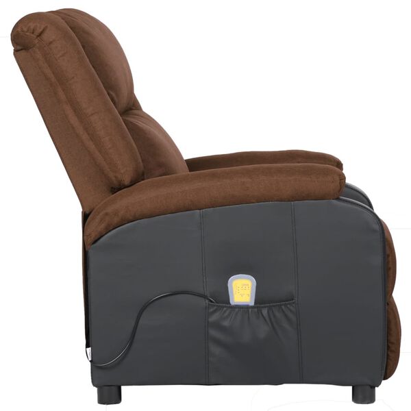 vidaXL Fauteuil de massage Marron Similicuir et tissu