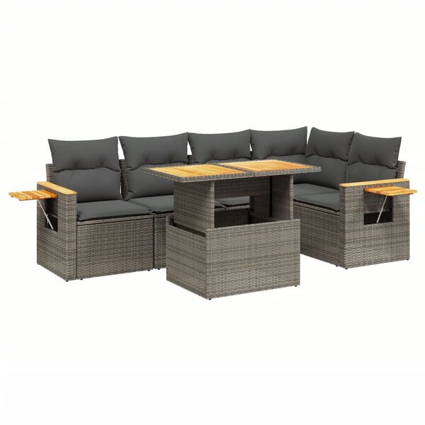 vidaXL Salon de jardin 6 pcs avec coussins gris r&eacute;sine tress&eacute;e