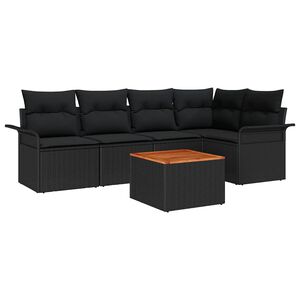 vidaXL Ensemble de canap&eacute; de jardin 6 pc 5-Nombre de places Noir