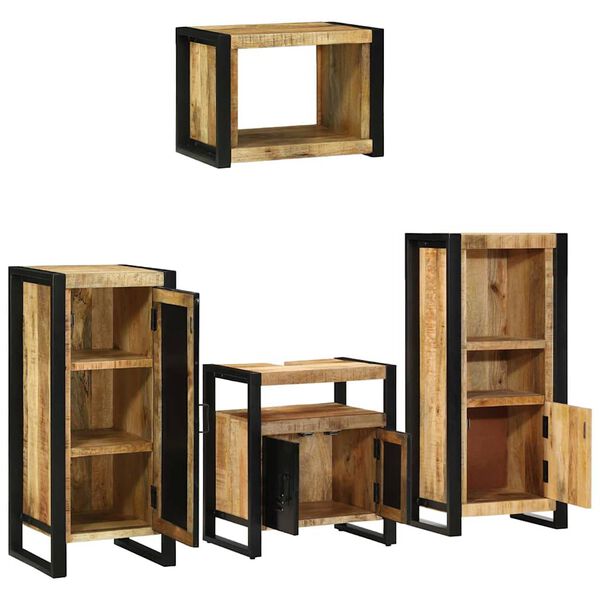 vidaXL Ensemble de mobilier de salle de bain avec &eacute;tag&egrave;re 4 pcs