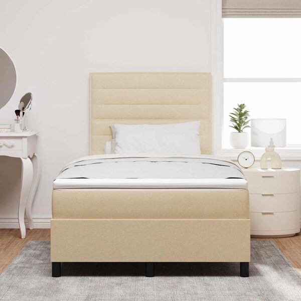 vidaXL Lit &agrave; ressorts avec matelas avec LED Cr&egrave;me 120 x 200 cm tissu