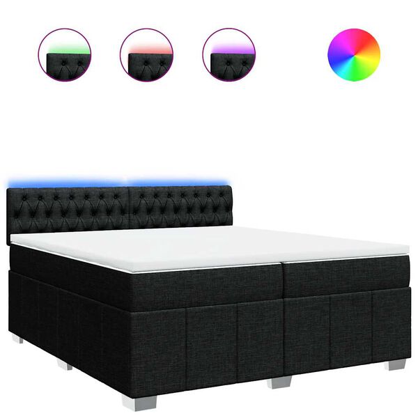 vidaXL Sommier &agrave; lattes de lit avec matelas Noir 200x200 cm Tissu