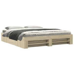vidaXL Cadre de lit sans matelas ch&ecirc;ne sonoma 200x200 cm