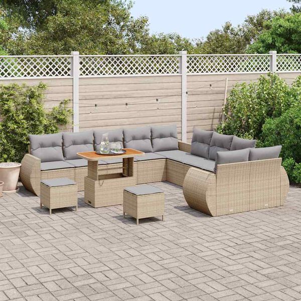 vidaXL Ensemble de canap&eacute; de jardin 13 pcs Beige polyrotin