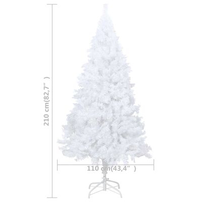 vidaXL Arbre de Noël artificiel pré-éclairé et boules blanc 210 cm PVC