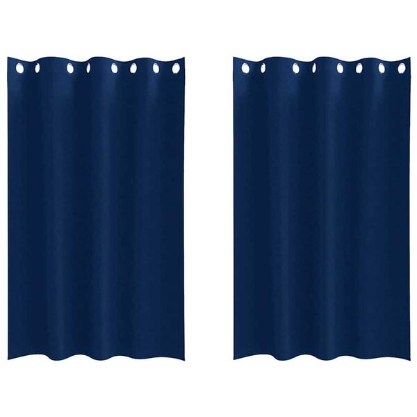 vidaXL Rideaux occultants avec anneaux 2 pcs Bleu foncé 175 x 140 cm