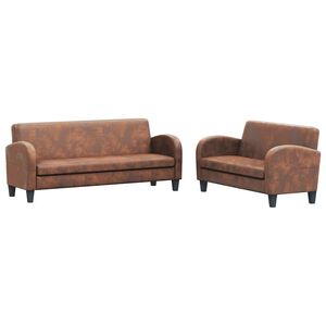 vidaXL Ensemble de canap&eacute;s 2 pcs Daim synth&eacute;tique Marron