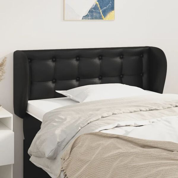 vidaXL T&ecirc;te de lit avec oreilles Noir 93x23x78/88 cm Similicuir