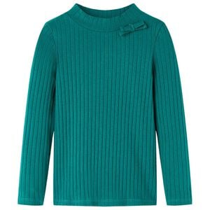 T-shirt enfants &agrave; manches longues tricot c&ocirc;tel&eacute; vert fonc&eacute; 104