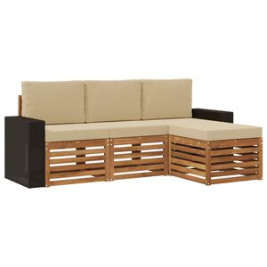 vidaXL Ensemble de canap&eacute;s d'ext&eacute;rieur 4 pc Naturel et Beige