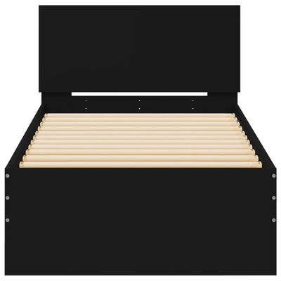 vidaXL Cadre de lit avec tête de lit noir 75x190 cm bois d'ingénierie