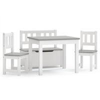 vidaXL Ensemble de table et chaises enfants 4 pcs Blanc et gris MDF