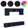 vidaXL Unit&eacute;s murales TV avec LED 6 pcs Ch&ecirc;ne noir Bois d'ing&eacute;nierie