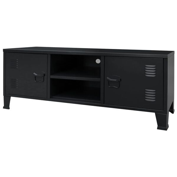 vidaXL Meuble TV M&eacute;tal Style industriel 120 x 35 x 48 cm Noir