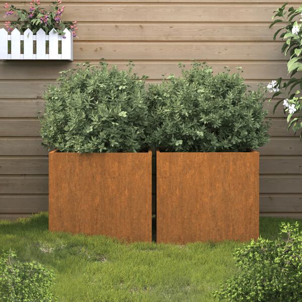 vidaXL Jardini&egrave;res 2 pcs 42x40x39 cm acier corten