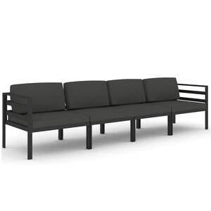 vidaXL Salon de jardin 4 pcs avec coussins Aluminium Anthracite