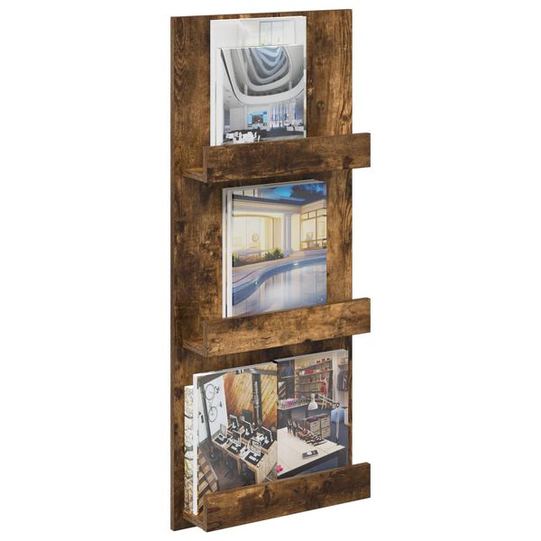 vidaXL &Eacute;tag&egrave;re &agrave; magazines avec &eacute;tag&egrave;re Ch&ecirc;ne fum&eacute; 43 x 11 x 102 cm