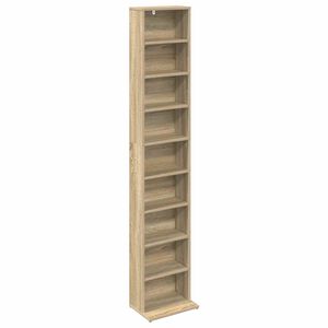 vidaXL Meuble CD Ch&ecirc;ne Sonoma 33 x 23,5 x 175 cm Bois d'ing&eacute;nierie