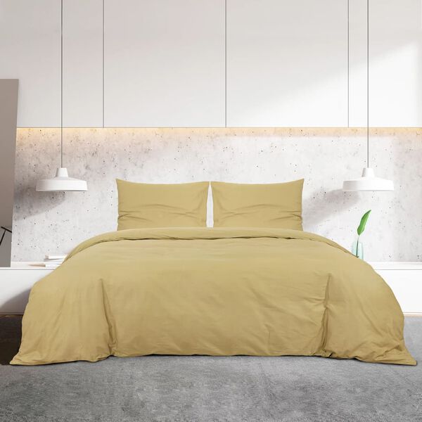 vidaXL Ensemble de housse de couette Taupe 155x220 cm Coton