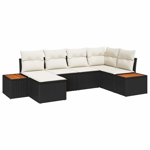 vidaXL Ensemble de canap&eacute; de jardin avec coussin 6 pcs Noir polyrotin