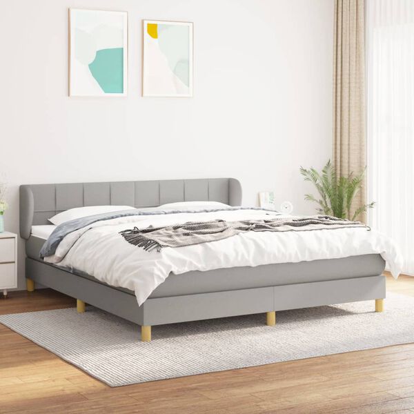 vidaXL Sommier &agrave; lattes de lit avec matelas Gris clair 160x200cm Tissu
