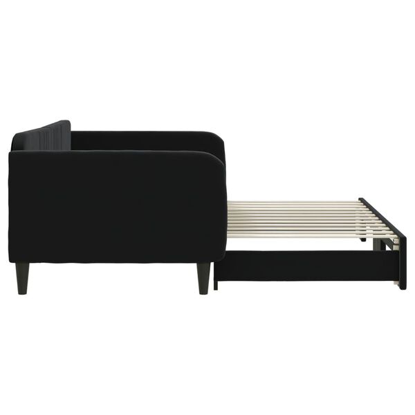 vidaXL Lit de jour avec gigogne sans matelas noir 100x200 cm