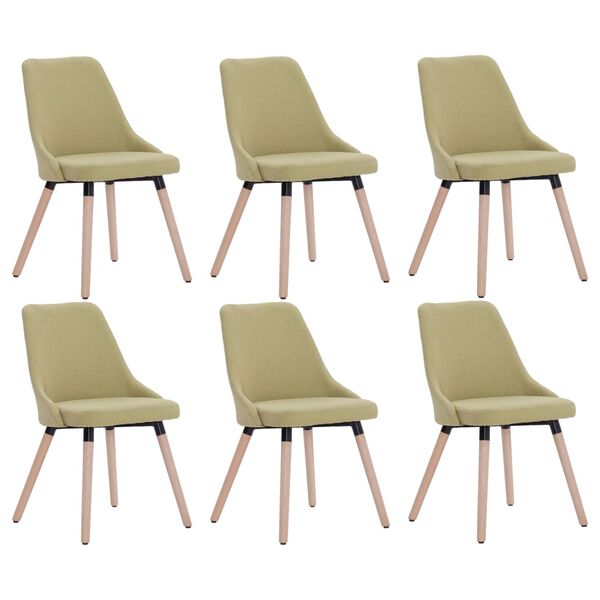 vidaXL Chaises &agrave; manger lot de 6 vert tissu