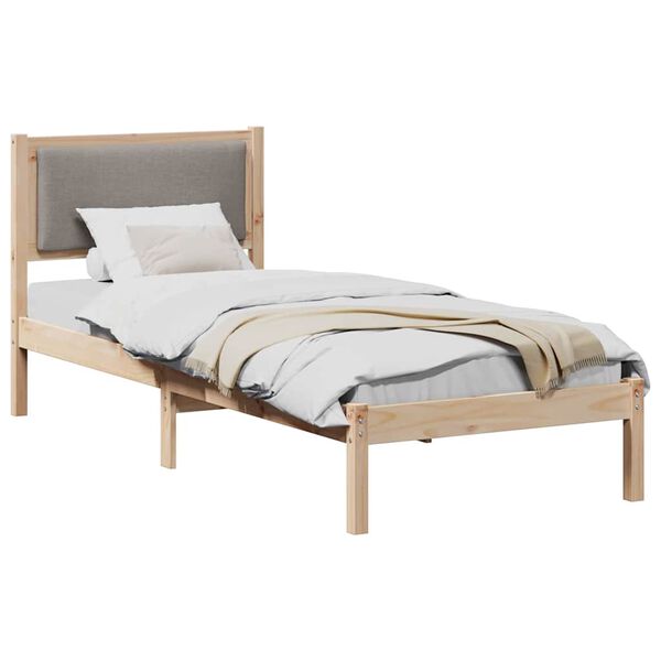 vidaXL Cadre de lit avec tête de lit Taupe 80 x 190 cm Pin massif