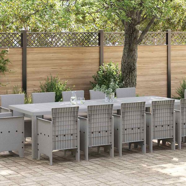 vidaXL Ensemble de salle à manger pour jardin 13 pcs Gris clair