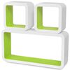 3 &Eacute;tag&egrave;res cubes murales et en MDF Blanc-Vert pour DVD/Livres