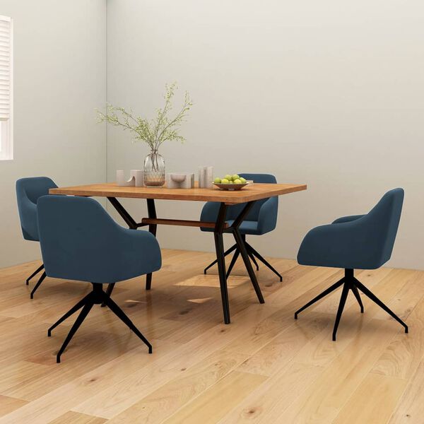 vidaXL Chaises &agrave; manger lot de 4 Bleu Velours