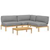 vidaXL Ensemble de Canap&eacute;s Uni 4 pcs Gris Bois d'Acacia Massif