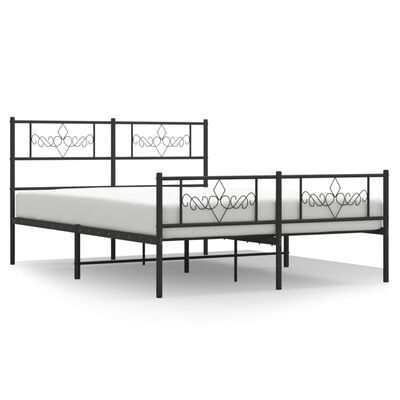 vidaXL Cadre de lit métal sans matelas avec pied de lit noir 120x200cm