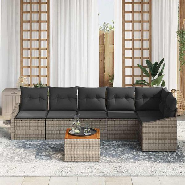 vidaXL Ensemble de canap&eacute; de jardin avec stockage 7 pcs Gris polyrotin